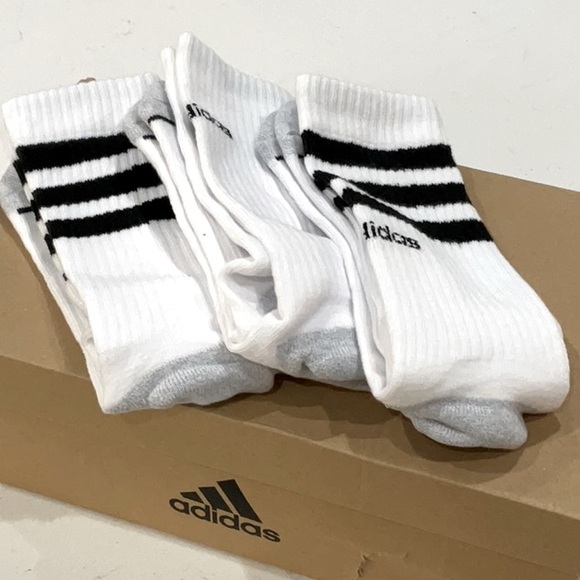 adidas Men's 3-Stripe Crew Socks (3 Pairs) - Picture 2 of 4